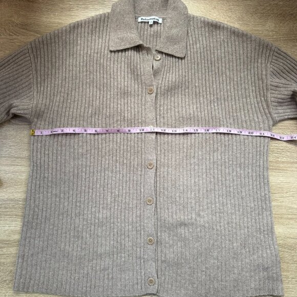 NWT Reformation Fantino Cashmere Sweater Collared Cardigan Oatmeal XS - Picture 11 of 16
